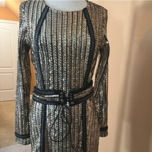 Celebrity Fashion  Sequin Belted Dress Size Large
